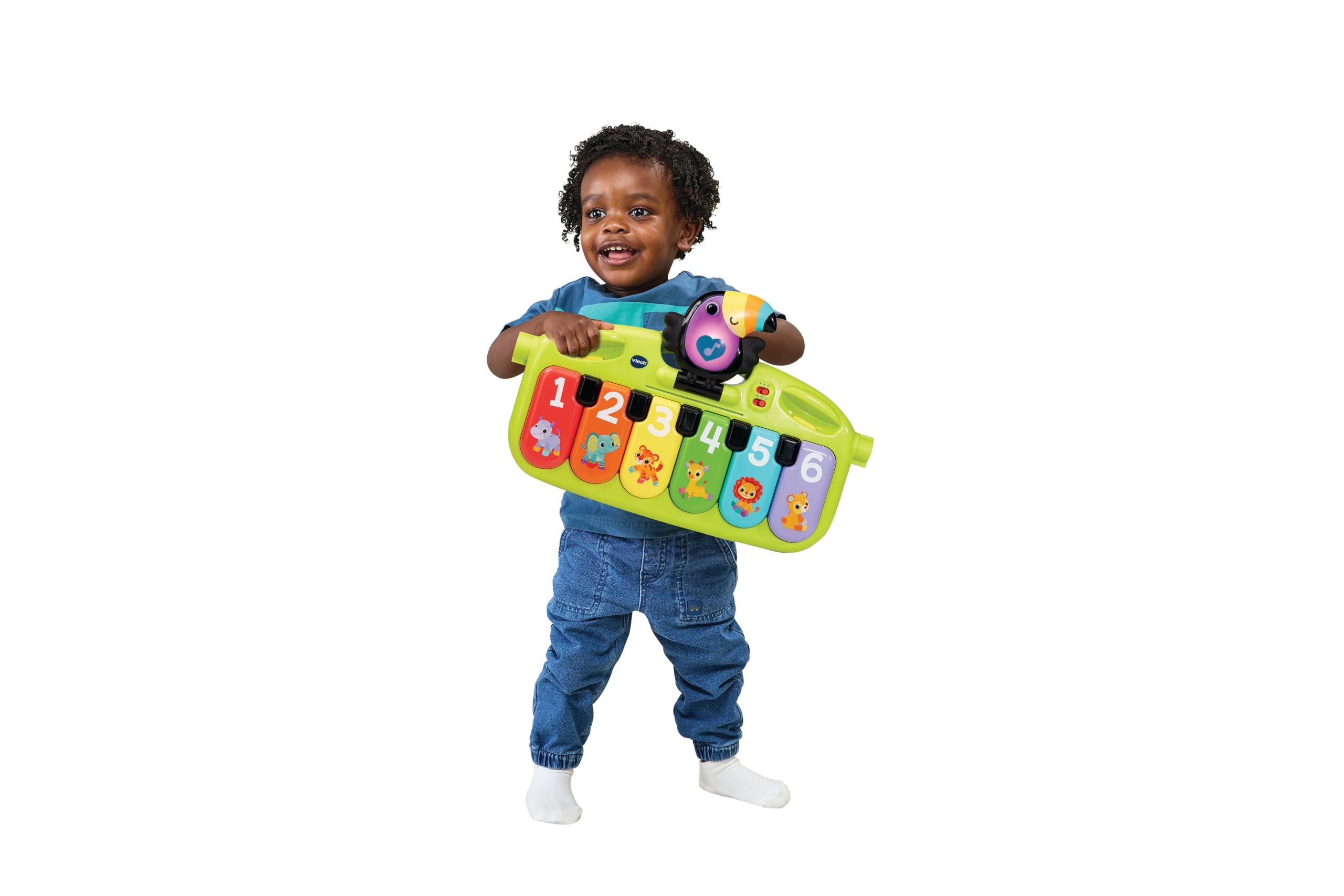 VTech Tukan Tunes do zabawy dla niemowląt 5 w 1, sensoryczny, pokój zabaw, jasny pokój zabaw, eksploracja muzyki, odpowiedni dla dzieci w wieku 0, 3, 6, 9 miesięcy, wersja angielska