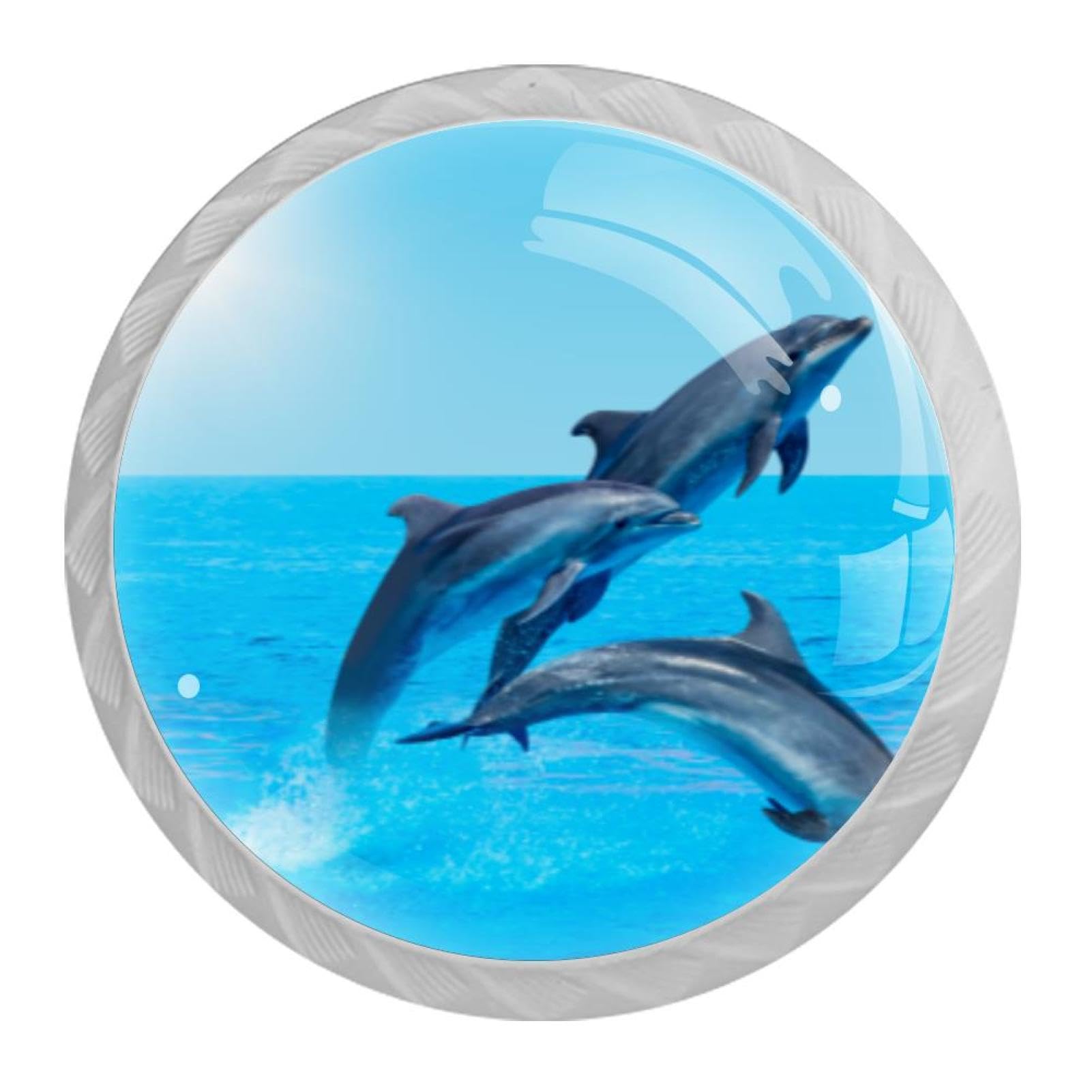 Tqmspg 4 Pieces Drawer Pulls Cute Dolphins Door Knobs Dresser Handles for Kitchen Wardrobe Cupboard Hardware Furniture