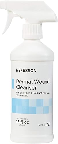 McKesson Spray limpiador para el cuidado de heridas dérmicas, 16 onzas 1 unidad Solución de lavado de primeros auxilios para lesiones menores,