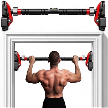 Pull-Up Bar Door Frame - Pull Up Bar Door Frame with Rotating Gear Lock, for Door with Level Meter &amp; Training Rings, Horizont