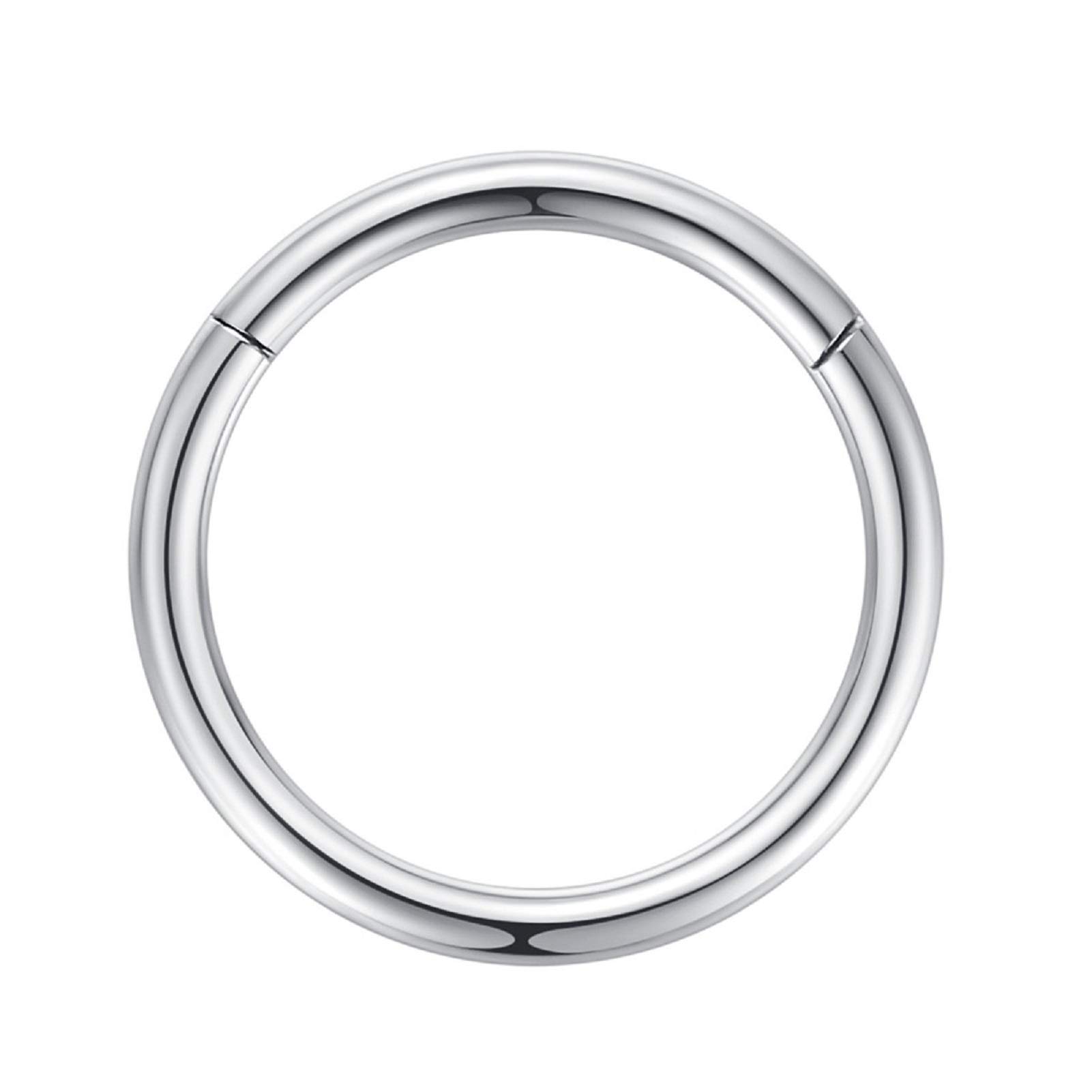 Popuhoops 316L Surgical Steel Hinged Nose Rings Hoop Suptum Ring Body Piercing Lip Rings Helix Cartilage Rook Earrings 20G 18G 16G 14G 12G 10G 8G, Diameter 5mm to 16mm, Gold-Rose Gold-Silver-Black — view 17