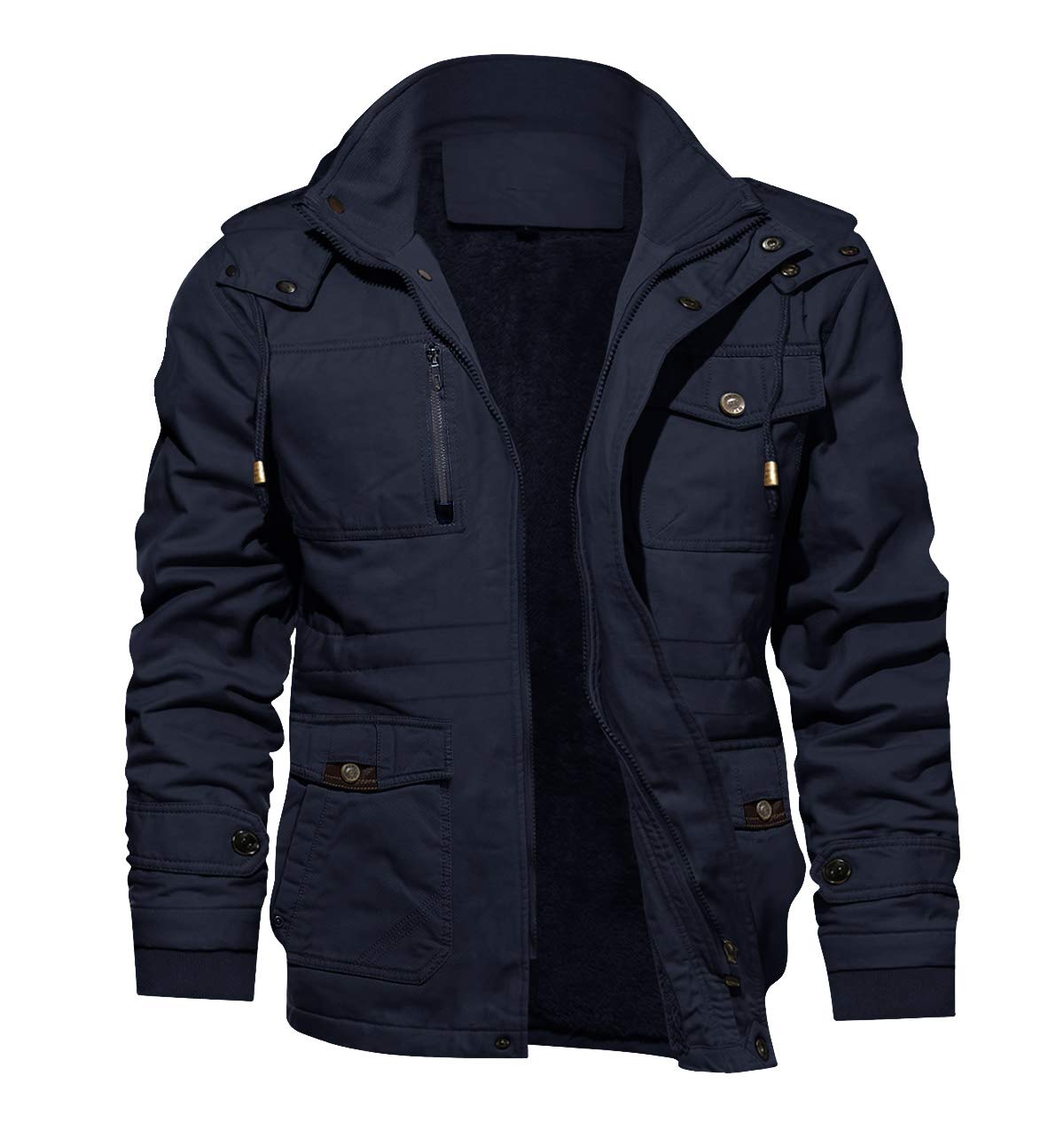 tacvasen men's winter jacket cotton military jackets fleece lined thick work warm cargo coats with hooded