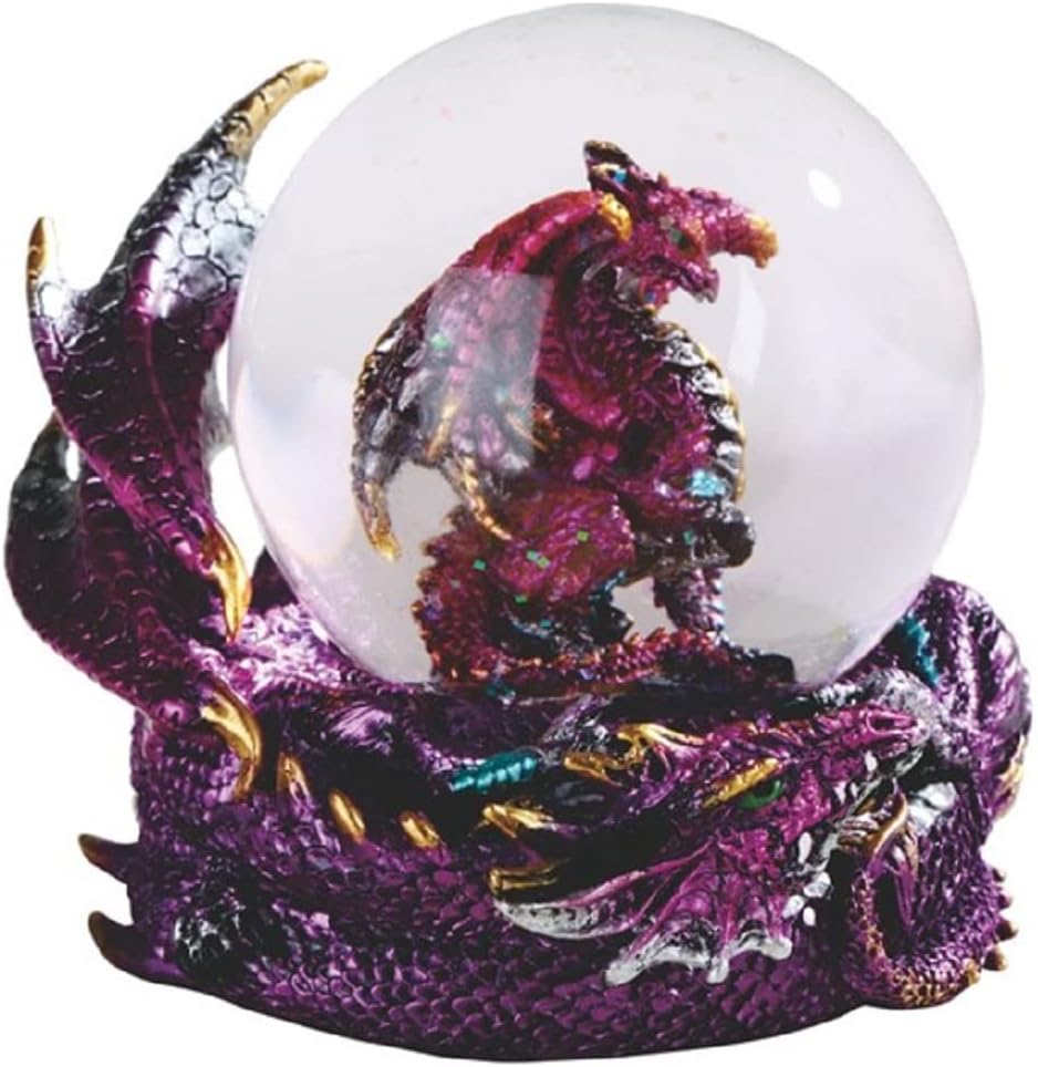 ICE ARMOR4.25" W Purple Dragon Glitter Snow Globe Statue Decoration Figurine