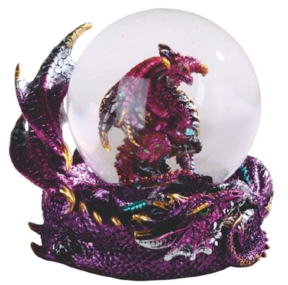ICE ARMOR4.25" W Purple Dragon Glitter Snow Globe Statue Decoration Figurine
