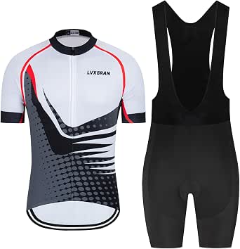 Men's Cycling Jersey Sets Road Bike Jersey Bibs + Shorts with 20D Gel Pad