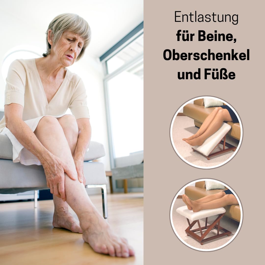 MEDOSAN Relax-Hocker | Fußhocker | Polsterhocker | 3fach höhenverstellbar | mit Kuschelbezug | Pouf