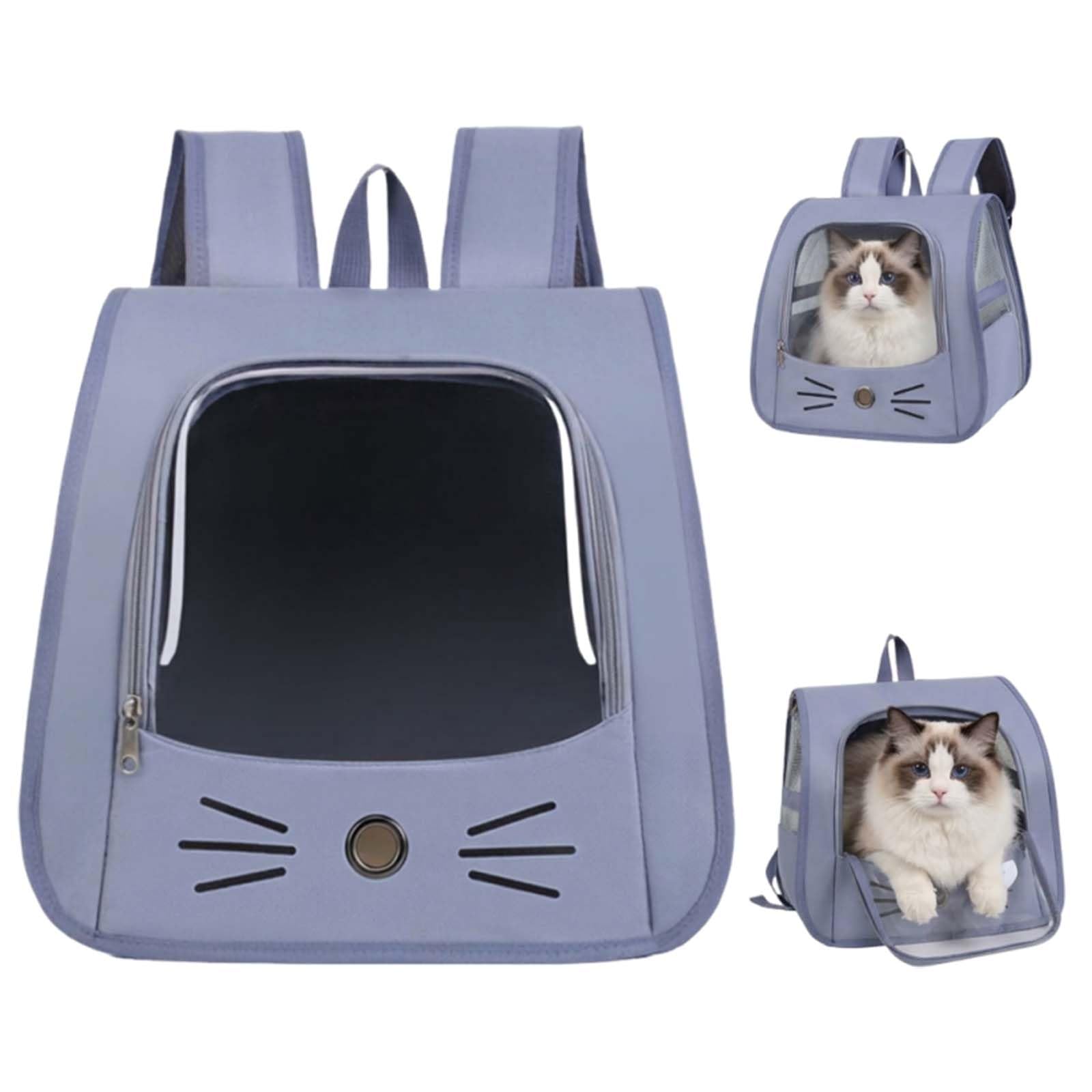 Bolsa para Mascotas Plegable,Mochila Gato y Perro,Mochila Gatos Transporte,Mochila Transportín Perro,Transportin Gato Mochilas para Gatos y Perros,para Mascotas pequeñas como Gatos y Perros (Azul)