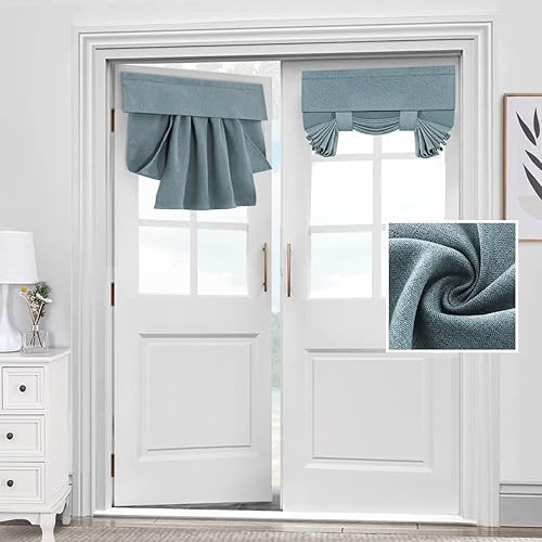H.VERSAILTEX Cortina de puerta francesa, persiana de privacidad para puertas, azul piedra jaspeado, 26 x 40 pulgadas, 1 panel