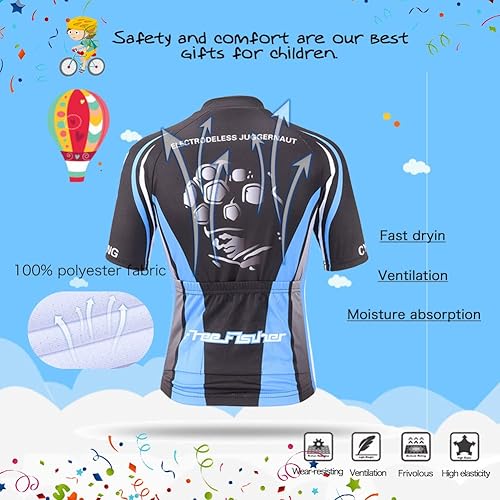 Miniatura 4 de Camiseta de ciclismo para niños, manga corta, diseño de caricatura de FISHER FREE