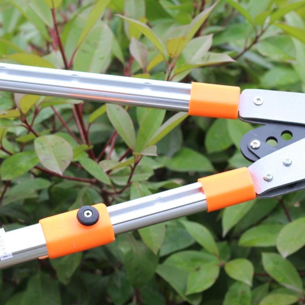 Garden Prune Tools,Telescopic Ratchet Anvil Lopper Aluminum Alloy Long Handle Manganese Steel Blade Flat Pruning Shears Fruit Tree Thick Branches Scissors