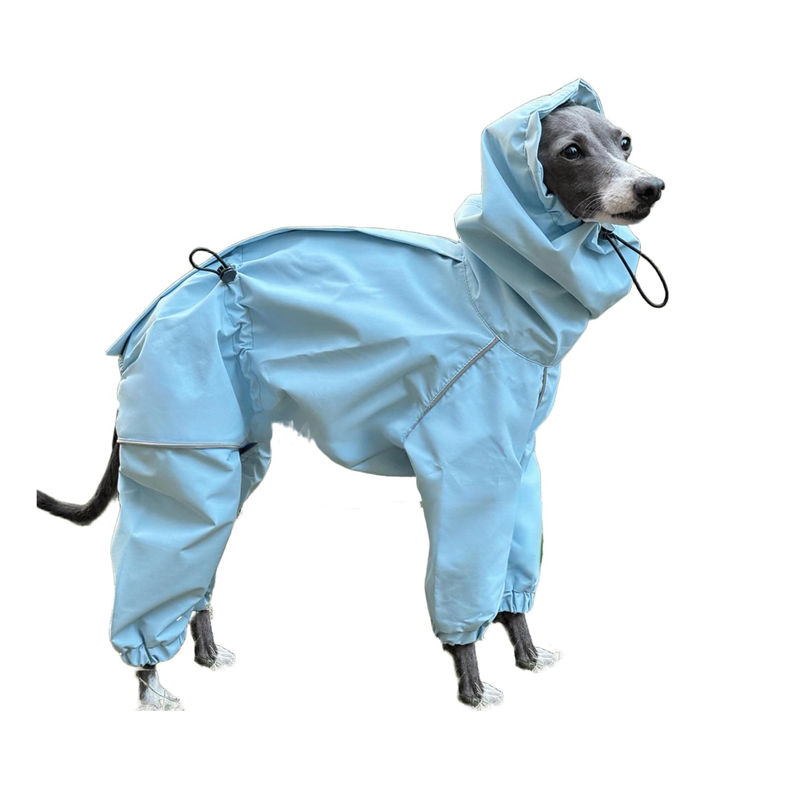UOSIA Waterproof Dog Coat Solid Turtleneck Raincoat For Italian Greyhound Red Zipper Jacket For Whippet Dog Reflective Strip Warm Full Body Coat For Medium Dogs