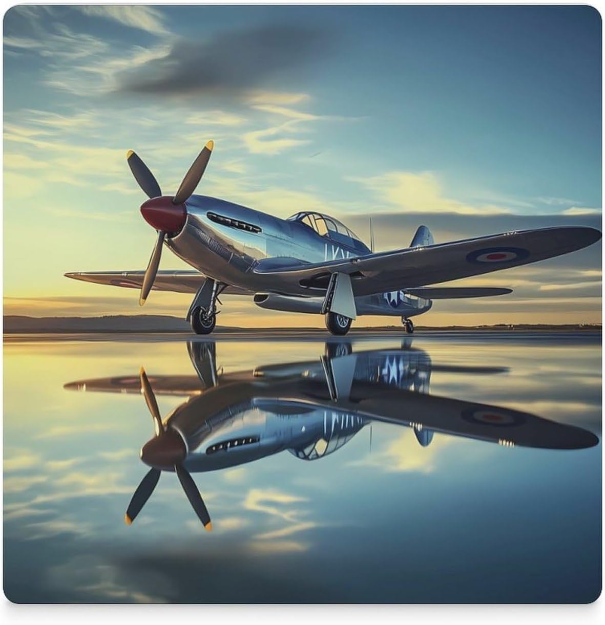 Airplane Vintage Aviation Fighter Ceramic Coasters Set Square Drink Coasters Table Coaster for Kitchen Desktop Decor