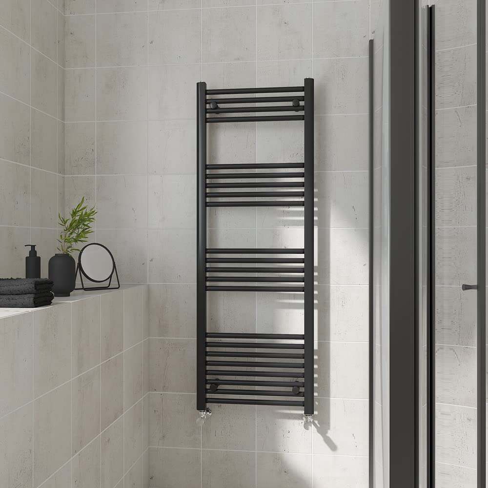 Warmehaus (Straight, 1400X500mm) Heated Towel Rail Bathroom Ladder Style Radiator Central Heating Black