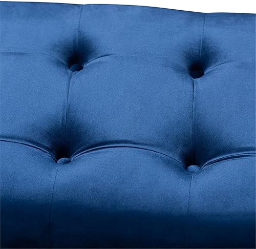 Miniatura 4 de Baxton Studio Perret - Banco de terciopelo y madera copetudo en color azul rey