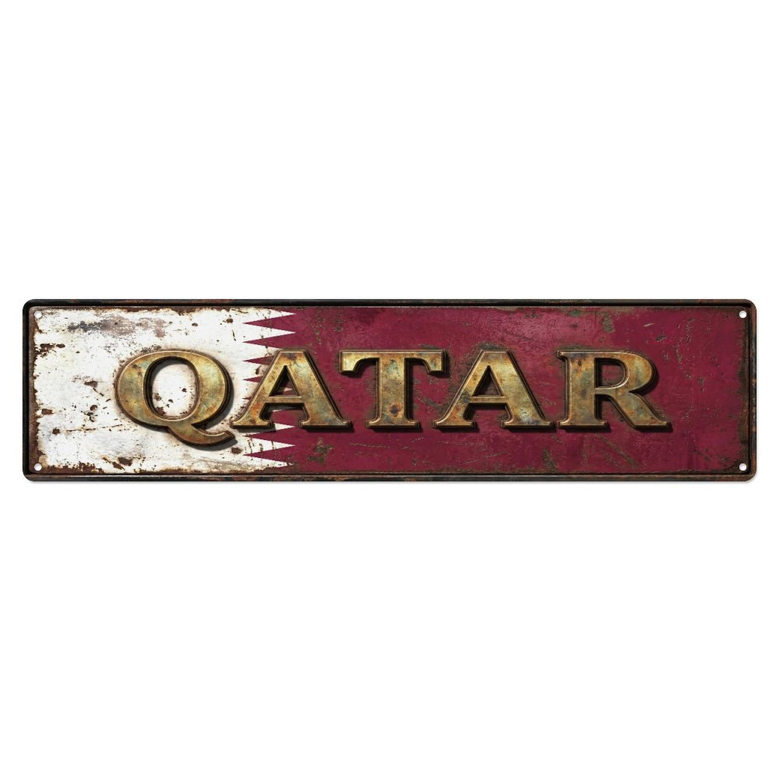 Xanthor Style Metal Tin Sign Vintage Qatar Flag Pattern