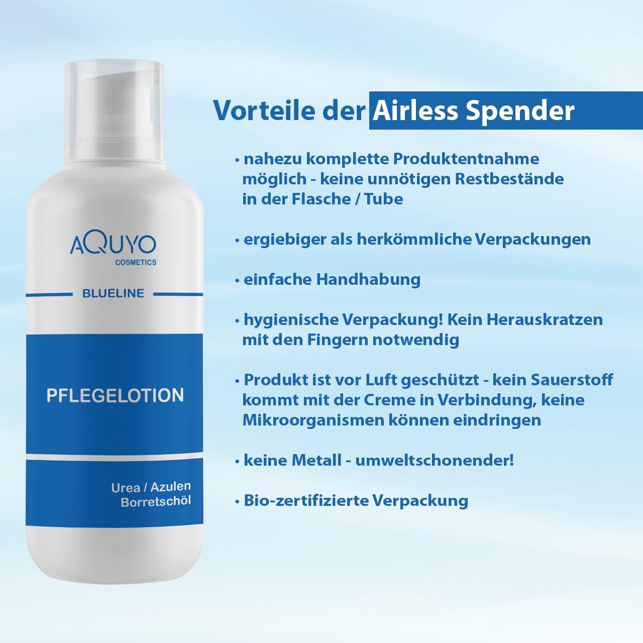 Blueline Creme Lotion zur Hautpilz, Fußpilz, Ekzem oder Neurodermitis Behandlung (3x 500ml) | Körperlotion für trockene und juckende Haut | Bodylotion bei Schuppenflechte, Hautrötungen oder Dermatitis