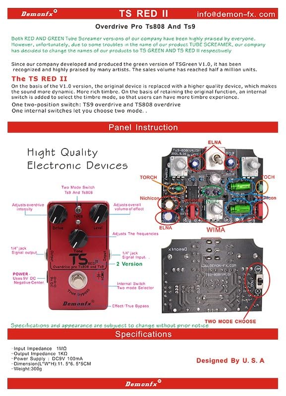 Amazon | Demonfx TS RED/OverDrive TS系 オーバードライブ ギター