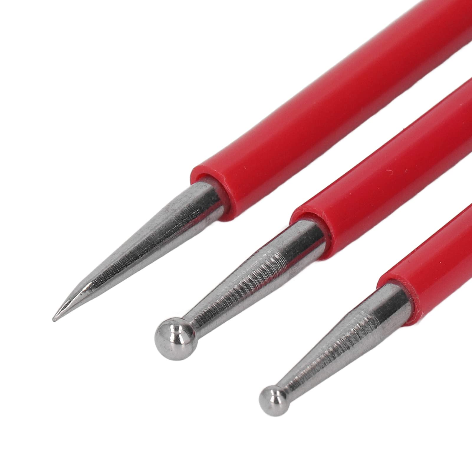 3 Utensili Per Lavorazione Pelle, Acciaio Inox Rosso, Fai Da Te, Per Goffratura, Scultura E Dettaglio, Lunghezza 16,3 Cm