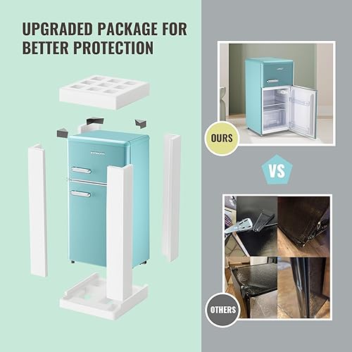 Miniatura 8 de Mini refrigerador retro azul con congelador y 2 puertas y 2 asas