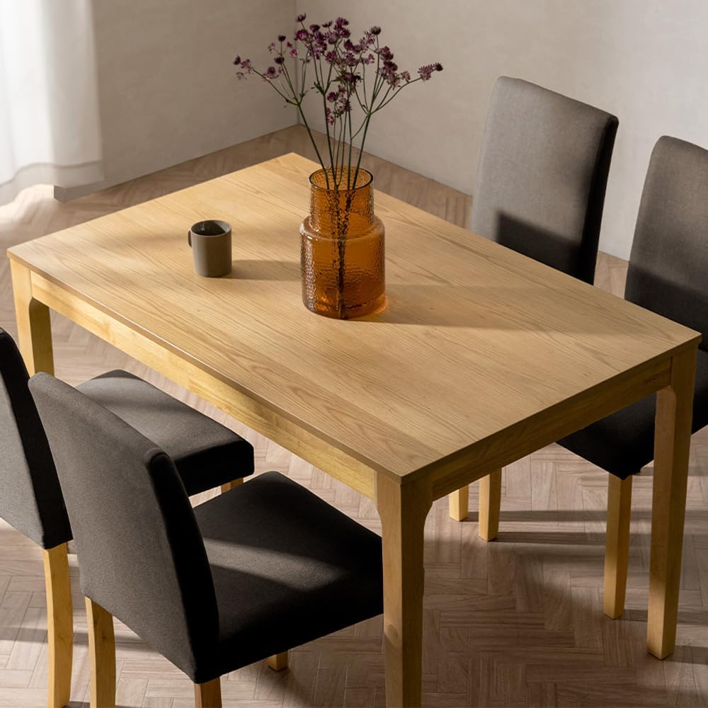 Air Rizoom Dining Table, For 4 People, 47.2 inches (120 cm), Natural Wood, Compact, Wide Leg Wood Dining Table, WEST Natural