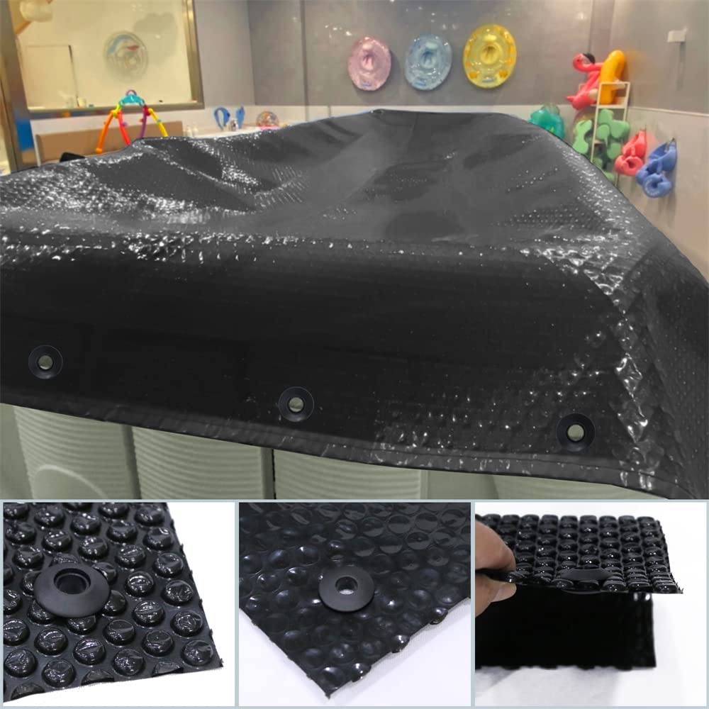 Melko Lot de 10 œillets noirs avec poinçon pour film solaire de piscine - Œillets en plastique - 28 x 28 x 12 mm - Inoxydable - Pour film de piscine