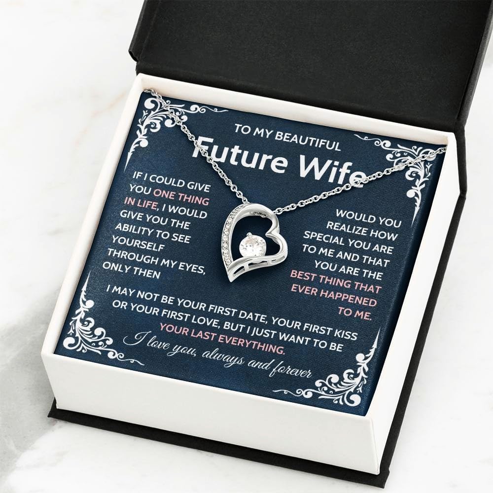 To My Future Wife Necklace, Bride To Be Gifts, Fiance Gifts For Her, Promise Necklace For Her, To My Wife Pendant, To My Soulmate, To My Girlfriend Necklace With Box and Message Card - Image 2