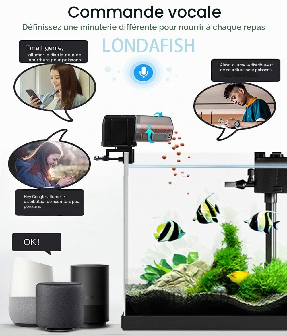 Aquarium Wi-FI Mangeoire à Poisson Automatique Mangeoires à Poisson Auto Fish Food Timer Feeder pour Fish Tank