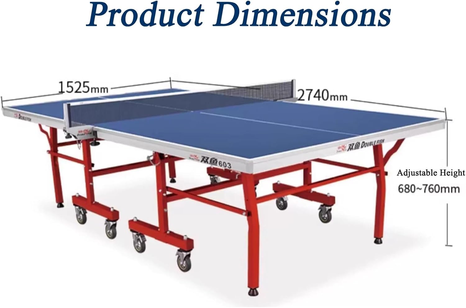 Table Tennis Table, Indoor Outdoor Ping Pong Table with Playing Surface, Stable Frame, Foldable with Wheels for Clubs, Schools & Recreation