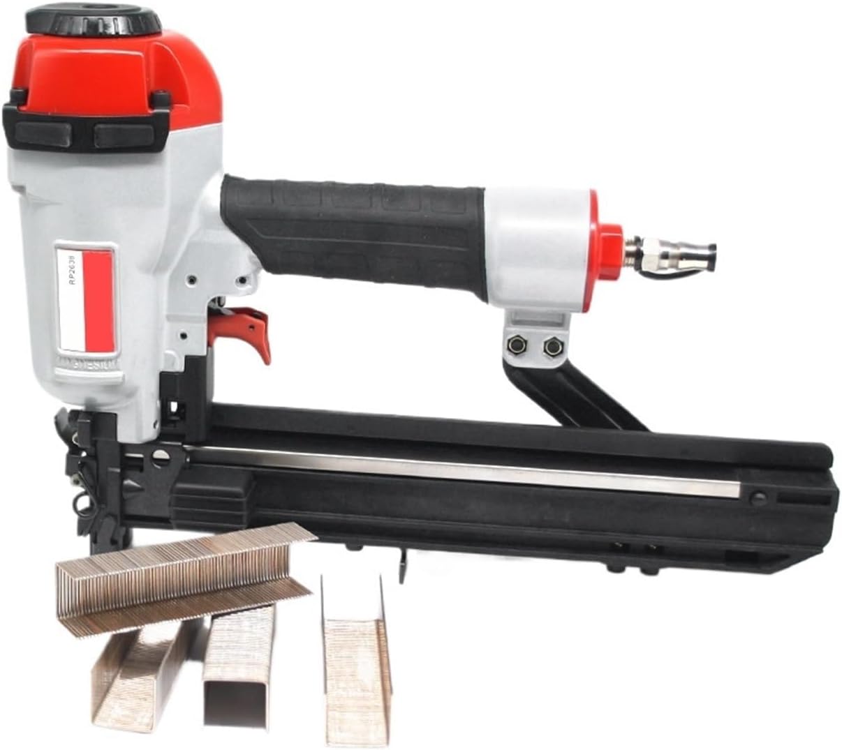 Pneumatic Stapler ，Powered Upholstery Stapler 16GA 19-38mm Nail Width Pneumatic Stapler RP2638 Pneumatic Framing Tools for Woodworking Roofing Decorating