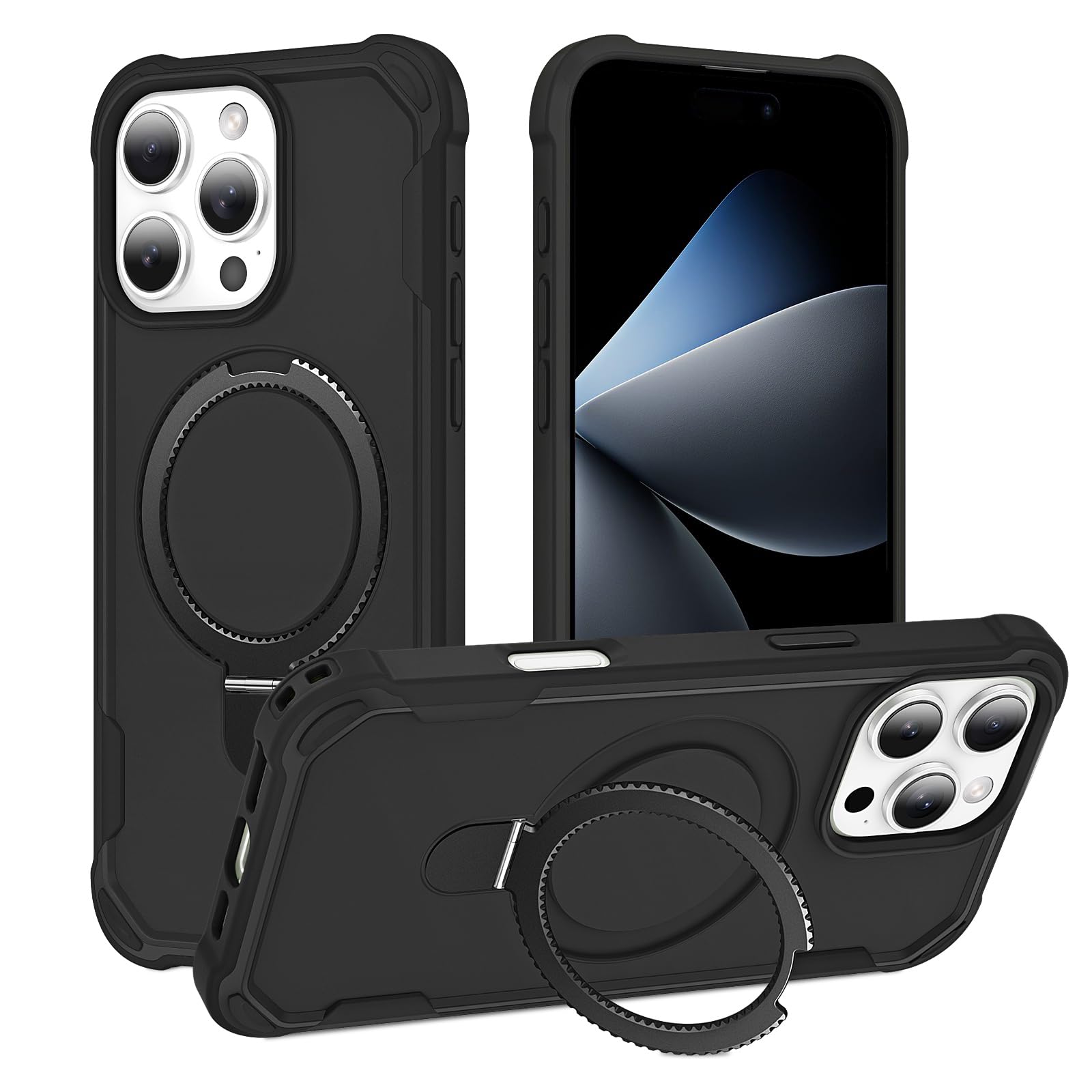 HIGLYCASE Compatible with iPhone 16 Pro Case with Invisible Magnetic Ring Stand [Compatible with Magnetic] [Military Drop Protection] Shockproof Slim