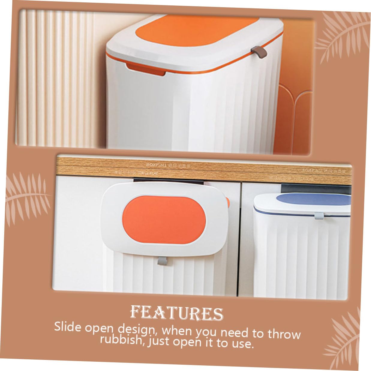 Wandmontierter Orange Küchenmülleimer Deckel mit L Kunststoff aus 8
