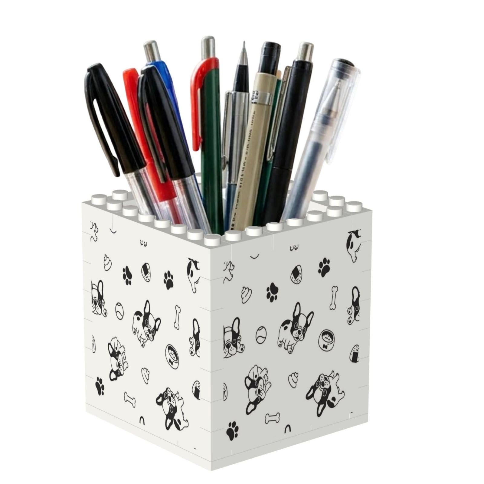 Poadnly Dog Pattern Boston Terrier, Pen Pot Pencil Holder for Office Home School, Compact Desk Organiser for Office Stationery