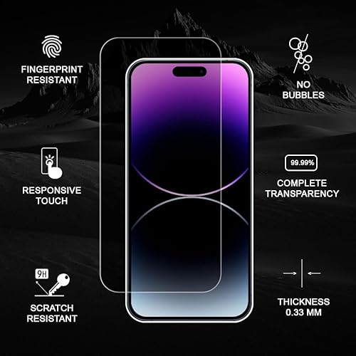 Miniatura 4 de Paquete de 2 protectores de pantalla de privacidad para iPhone 15 Pro, dureza 9H, vidrio resistente a los arañazos de fácil instalación, pantalla de