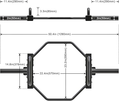 Miniatura 7 de SELEWARE - Barra hexagonal olímpica para pesas olímpicas de 2 pulgadas, barra de trampa de levantamiento de pesas hexagonal maciza, barra de
