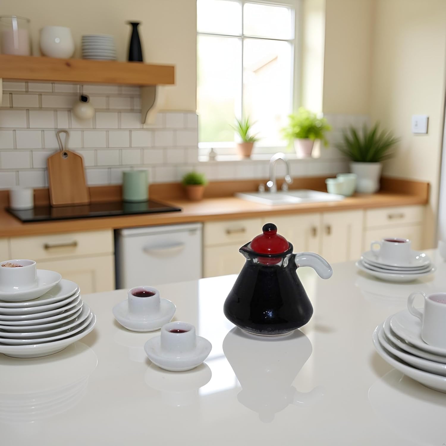 Miniature Coffee Pot Dollhouse Miniature, Dollhouse Kitchen Decor Accessory, Creative Home Scene Model, Modern Cafe Dining Accessory 1:12