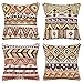 Poszewki na poduszki bohema poszewka na poduszkę len brązowy etniczny styl wzór 4 sztuki dekoracyjne poszewki na poduszki 45 x 45 cm z niewidocznym zamkiem do sypialni sofy salonu łóżka dekoracja domu