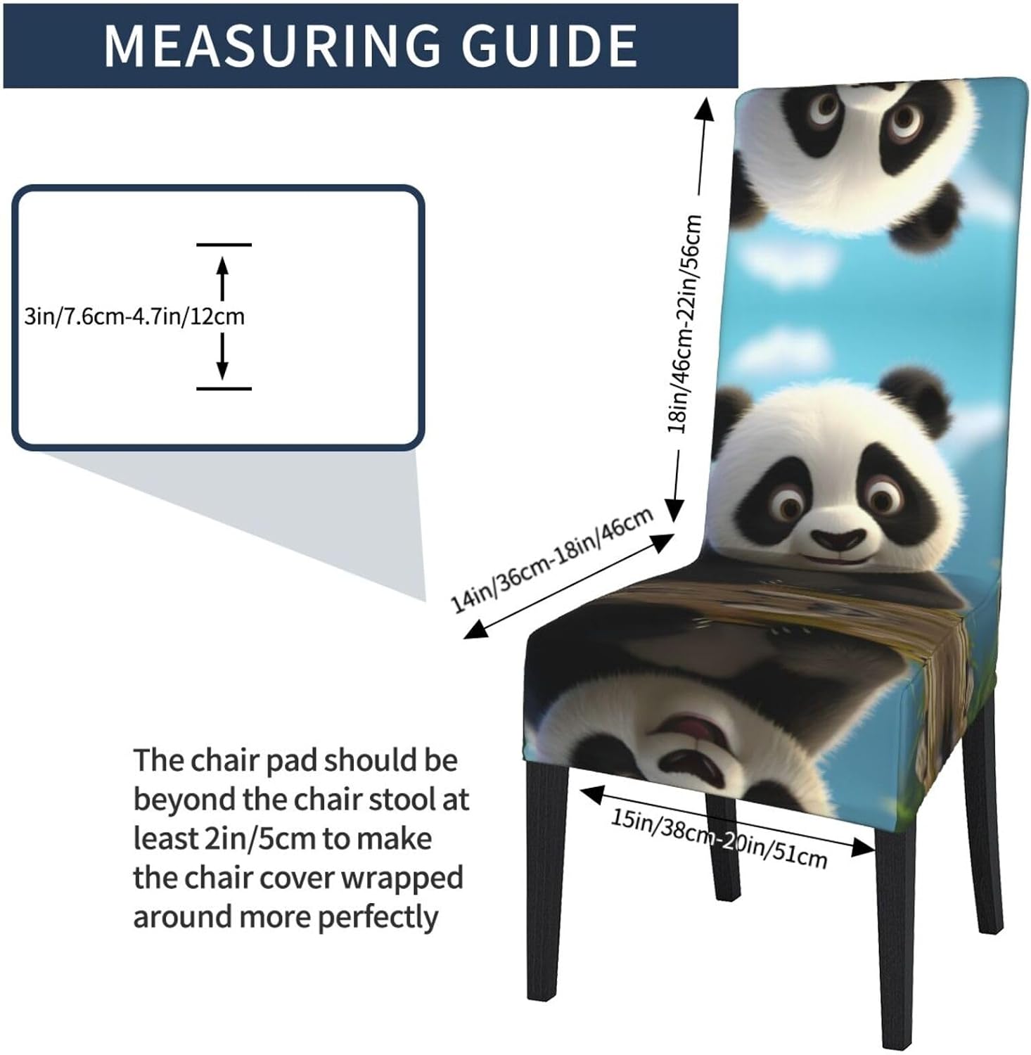 Cartoon Panda Bear Prints Protection Cover for Dining Chair - Stretchable Chair Throw Covers for Dining Room, Hotel Event Party
