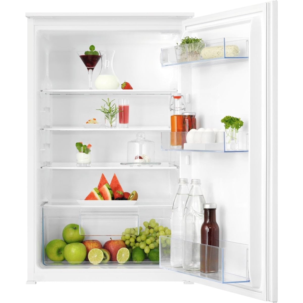 AEG OSK5O88ES Einbaukühlschrank, Nischenhöhe 88 cm, 142 l, Schlepptürtechnik, ohne Gefrierfach