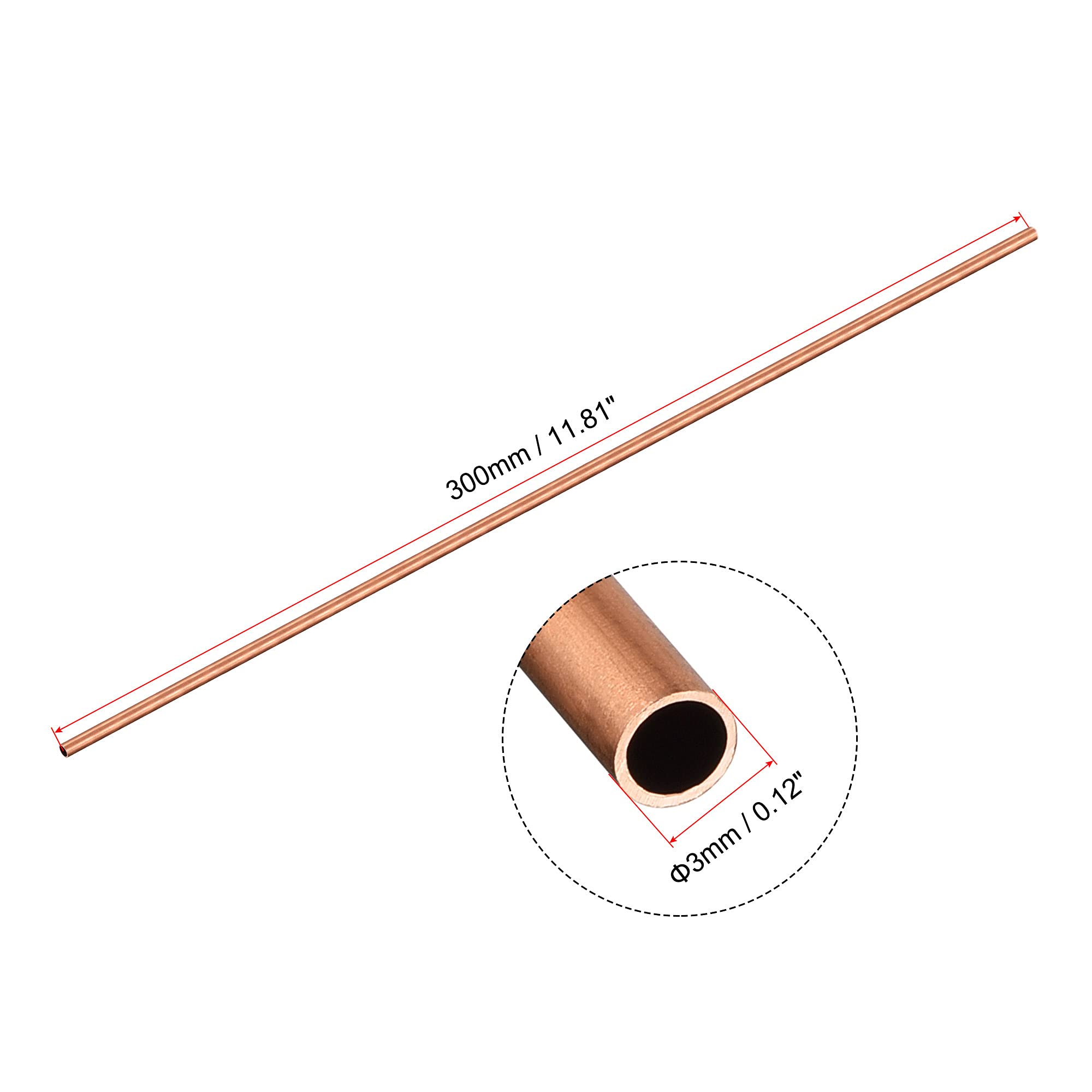 Lot De 3 Tubes Cuivre 8mm X 1mm X 300mm | Pour Bricolage, Artisanat, Modélisme | Conductivité Thermique/électrique