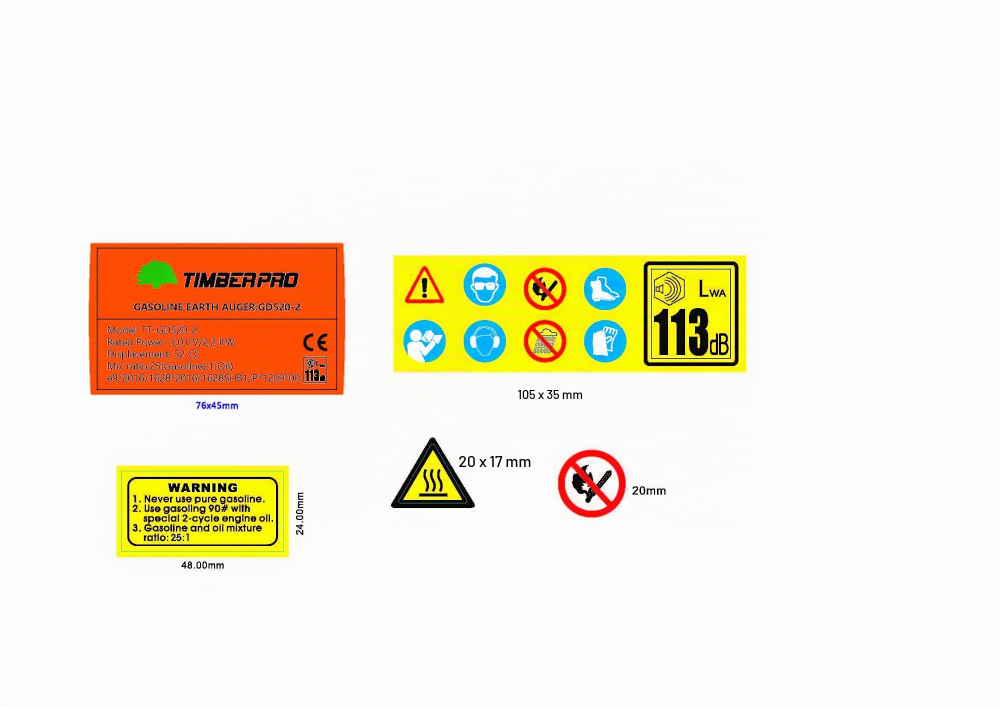 ERDLOCHBOHRER, BENZIN ERDBOHRER, PFAHLBOHRER 3 PS - 52 CC MIT 3 BOHRERN 100, 150, 200 MM