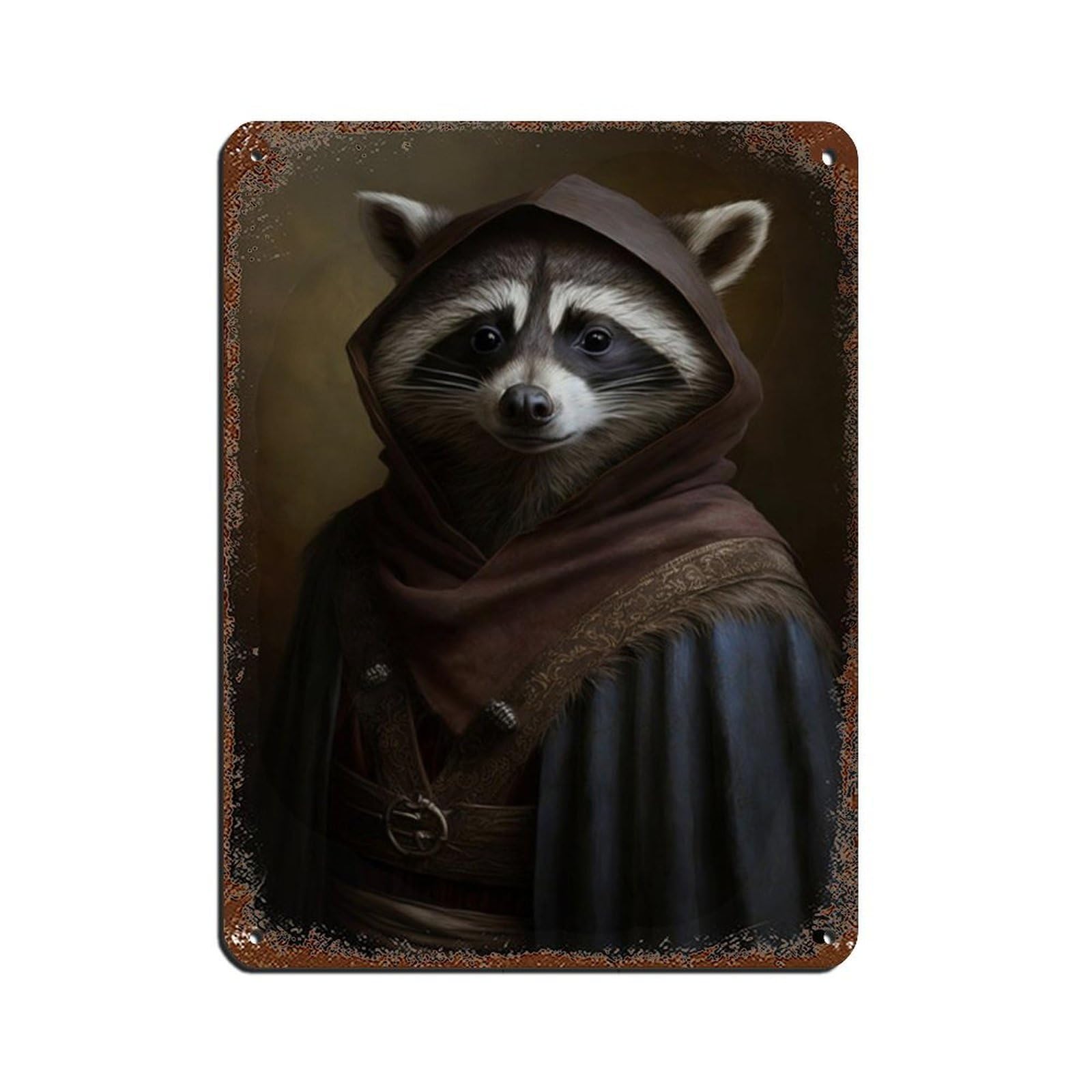 Gothic Raccoon Vintage Poster Retro Poster Metal Tin Sign Chic Art Retro Iron Painting Bar People Cave Cafe Family Garage Poster Wall Decoration 12x16inch(30x40cm)
