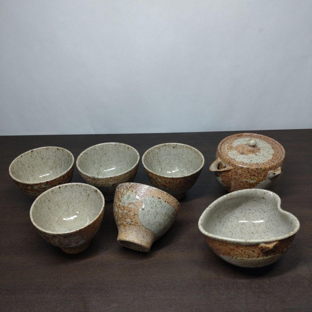 Amazon.co.jp: 平清水焼 青龍窯 梨青磁 刷毛目 茶器(煎茶碗五客