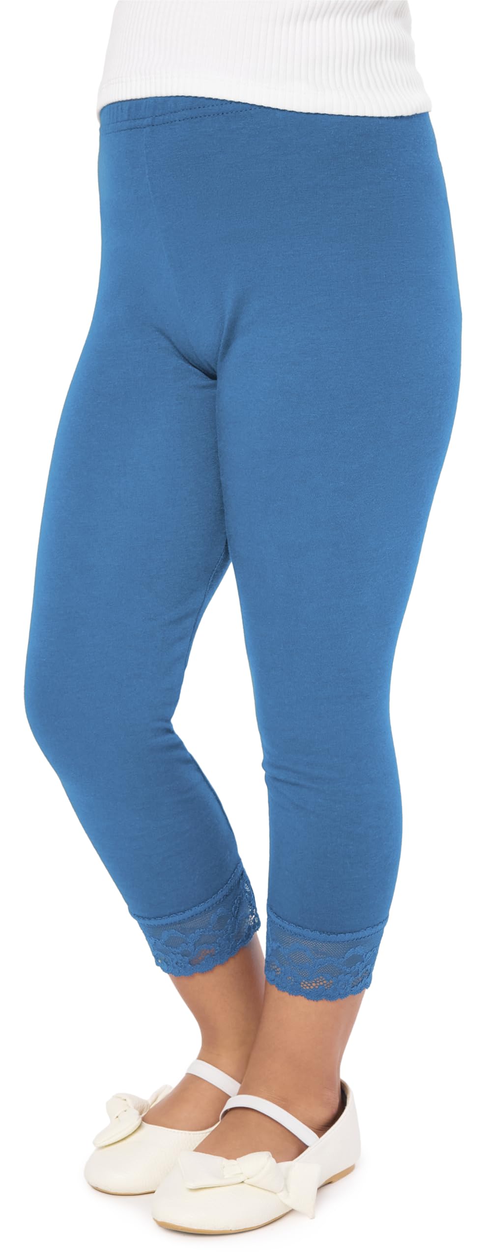 Merry Style 3/4 Leggings Mädchen aus Viskose bequeme Kurze Hose Mädchen mit Spitze MS10-293