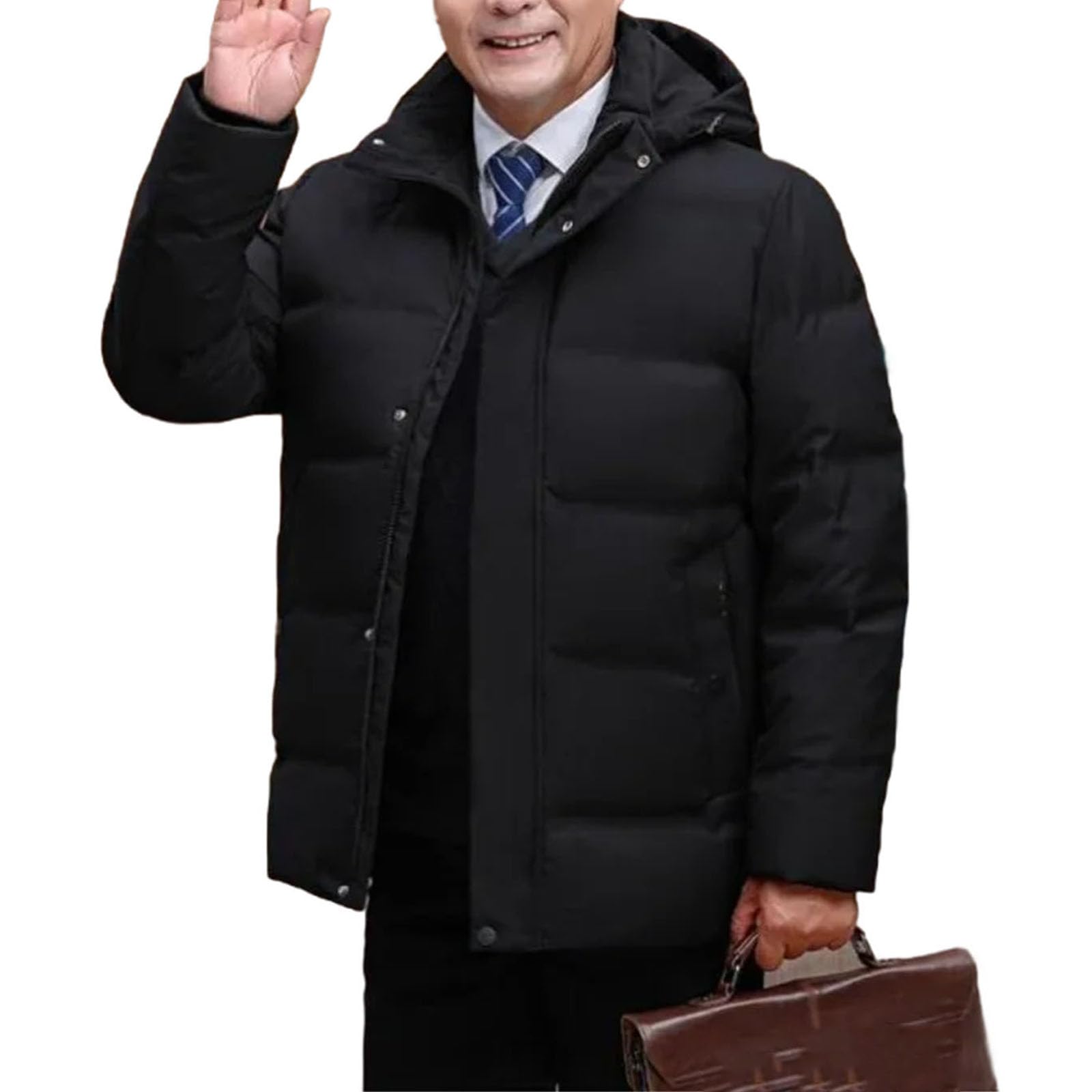 Manteau en duvet de canard blanc pour homme : parka d'hiver noire et épaisse au style épuré
