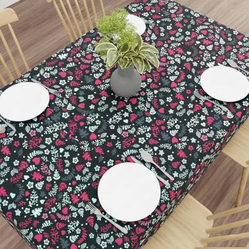 Image of Wings Star Premium Dining Table Cover for 6 to 8 Seater, 60 x 90 inch Size, Waterproof and Dustproof (Black, Pink & White, 60 x 90 inch (Rectangular))