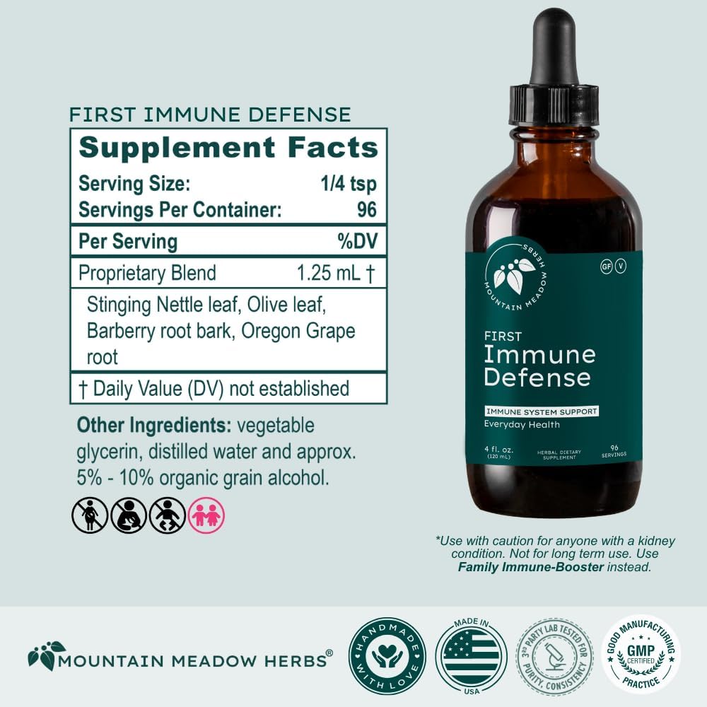 Mountain Meadow Herbs First Immune Defense | All Natural Immune Support in a Fast Acting Liquid Supplement - 4 oz.