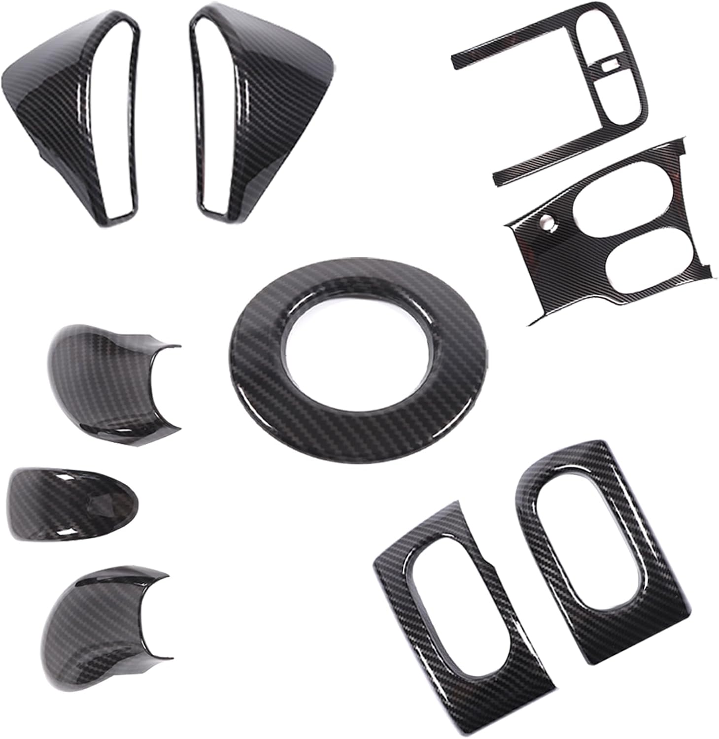 Lcojicep 10PCS Full Set Interior Decoration Trim Kit Compatible with Corvette C6 2005-2013 Central Control Navigation Panel Cover air Conditioner air Outlet Gear Head Cover Decoration (Carbon Fiber)