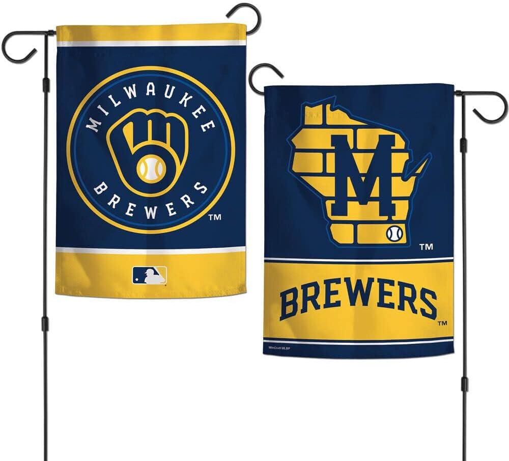 MLB Milwaukee Brewers 12x18 Garden Style 2 Sided Flag, Team Colors, One Size