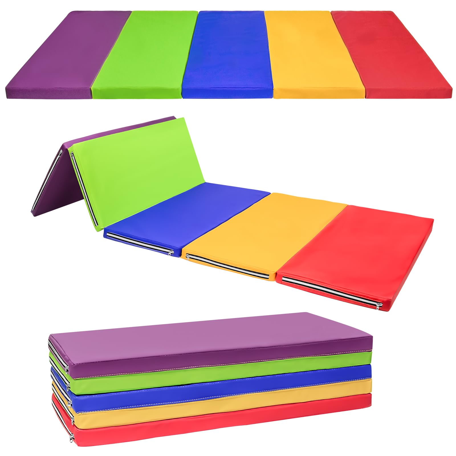 TWOCORN Gymnastics Mat - Foldable Kids Tumbling Mat, Extra Thick High-Density Tear-Resistant, Suitable for Tumbling, Gymnastics, and Stretching