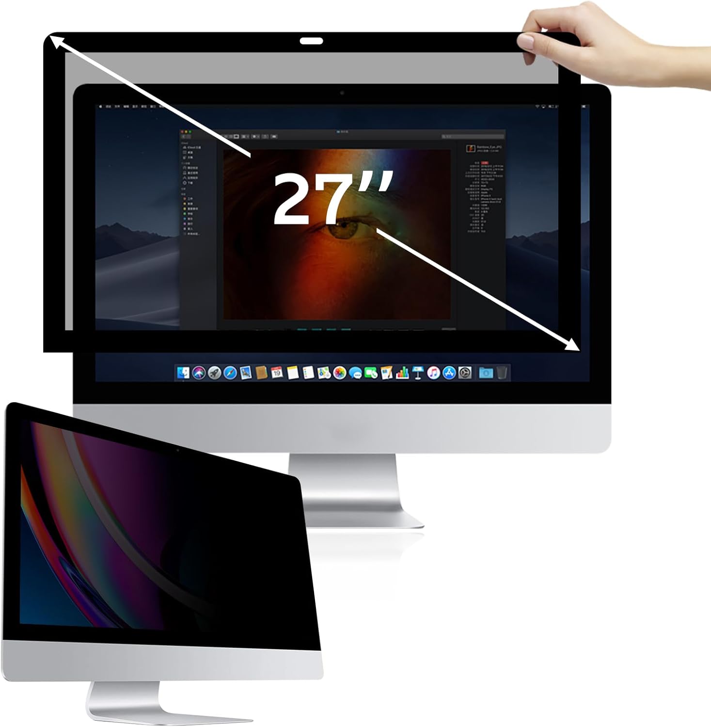 bersem Fully Removable Privacy Screen Protector for iMac 27 inch Monitor, Anti-Spy, Anti-Scratch, UV-Blocking, Matte Finish